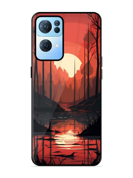 Natural Landscape Glossy Metal Phone Cover for Oppo Reno 7 Pro (5G)