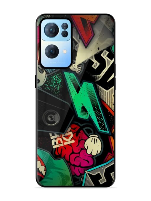 Graffiti Art Glossy Metal Phone Cover for Oppo Reno 7 Pro (5G)