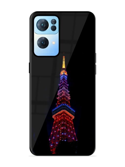 Eiffel Tower Night View Glossy Metal Phone Cover for Oppo Reno 7 Pro (5G) Zapvi