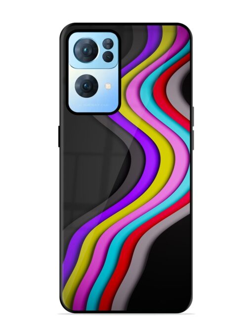 Liquid Blue Abstract Glossy Metal Phone Cover for Oppo Reno 7 Pro (5G) Zapvi