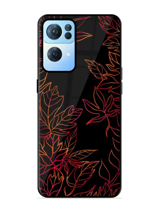 Red Floral Pattern Glossy Metal Phone Cover for Oppo Reno 7 Pro (5G) Zapvi