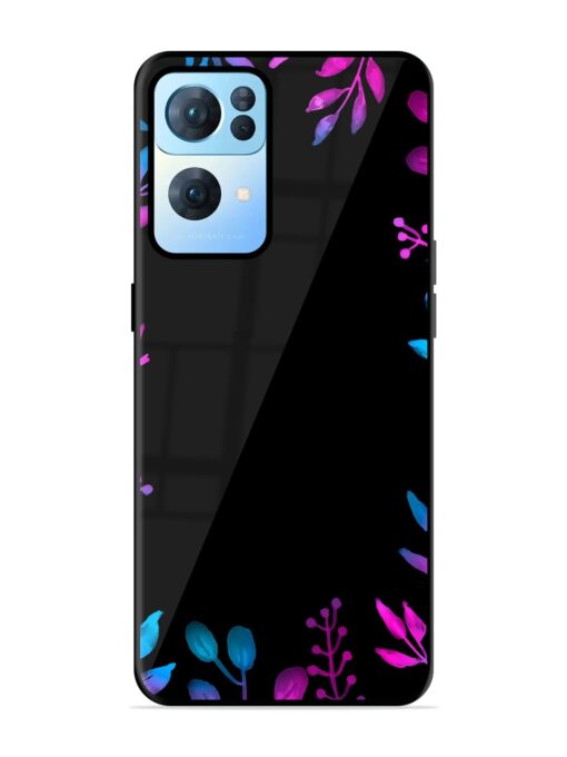 Flower Pattern Watercolor Glossy Metal Phone Cover for Oppo Reno 7 Pro (5G) Zapvi