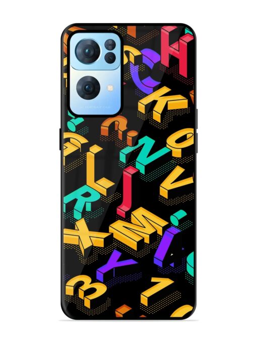 Seamless Pattern With Letters Glossy Metal Phone Cover for Oppo Reno 7 Pro (5G) Zapvi