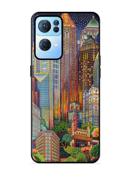 Cityscapes Art Glossy Metal Phone Cover for Oppo Reno 7 Pro (5G) Zapvi