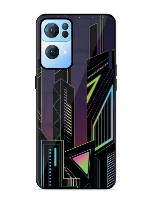 Neon Dreamscape Glossy Metal Phone Cover for Oppo Reno 7 Pro (5G) Zapvi