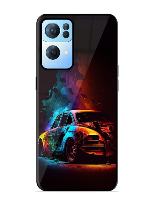 High Classic Car Art Glossy Metal Phone Cover for Oppo Reno 7 Pro (5G) Zapvi