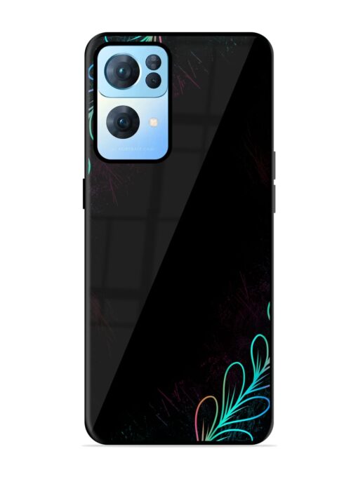 Decorative Line Art Glossy Metal Phone Cover for Oppo Reno 7 Pro (5G)