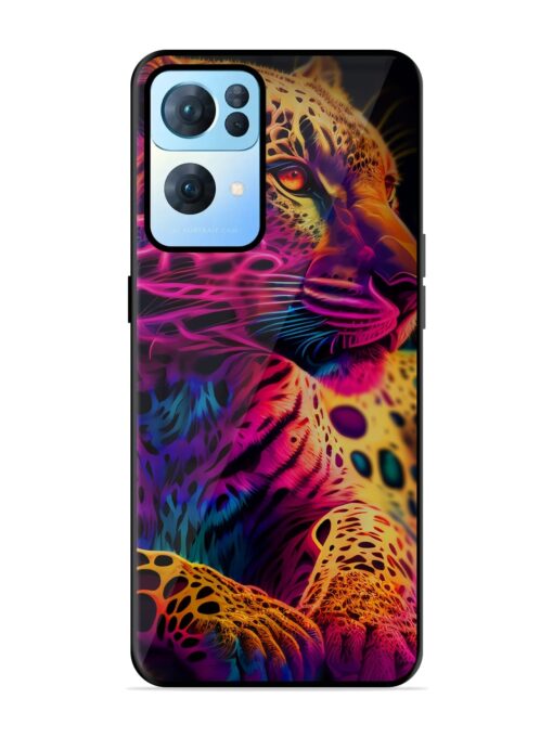 Leopard Art Glossy Metal Phone Cover for Oppo Reno 7 Pro (5G) Zapvi