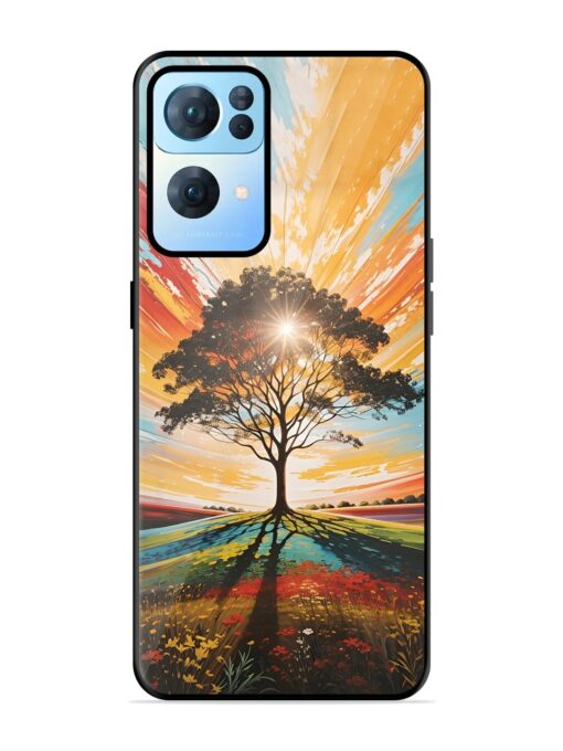 Abstract Tree Colorful Art Glossy Metal Phone Cover for Oppo Reno 7 Pro (5G) Zapvi