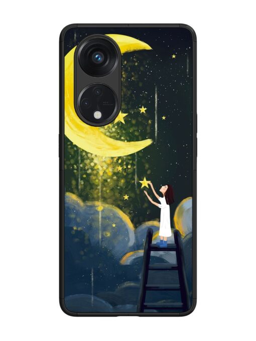 Moonlight Healing Night Illustration Glossy Metal TPU Phone Cover for Oppo Reno 8T (5G) Zapvi