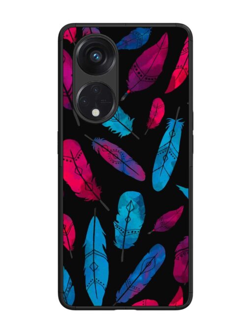 Feather Art Glossy Metal Phone Cover for Oppo Reno 8T (5G)