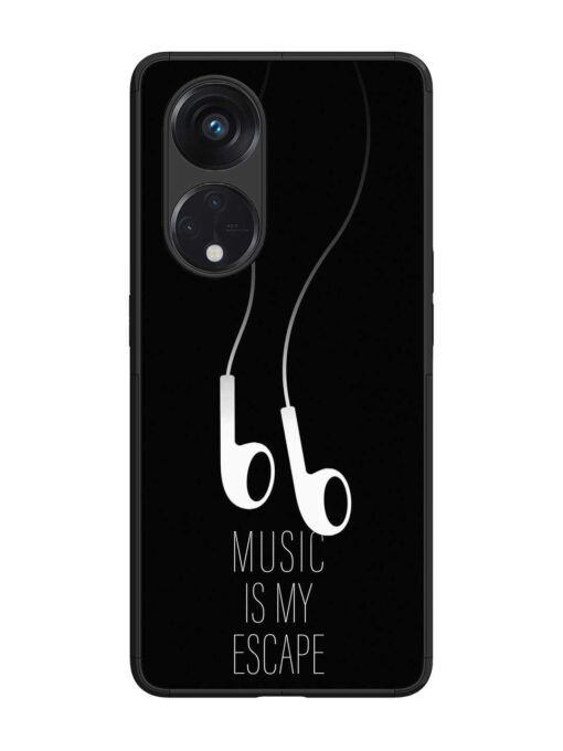 Music Is My Escape Glossy Metal Phone Cover for Oppo Reno 8T (5G) Zapvi