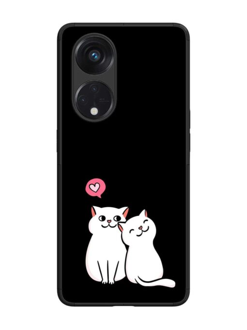 Cat Love Glossy Metal Phone Cover for Oppo Reno 8T (5G) Zapvi