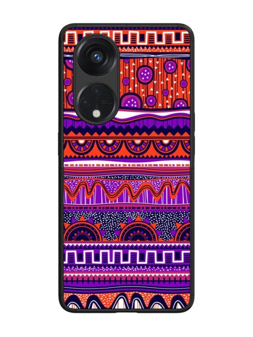 Ethnic Seamless Pattern Glossy Metal TPU Phone Cover for Oppo Reno 8T (5G) Zapvi