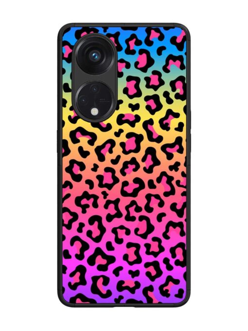 Neon Rainbow Colored Glossy Metal Phone Cover for Oppo Reno 8T (5G)