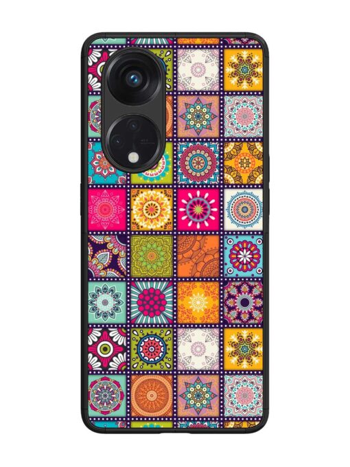 Seamless Pattern Vintage Glossy Metal Phone Cover for Oppo Reno 8T (5G)