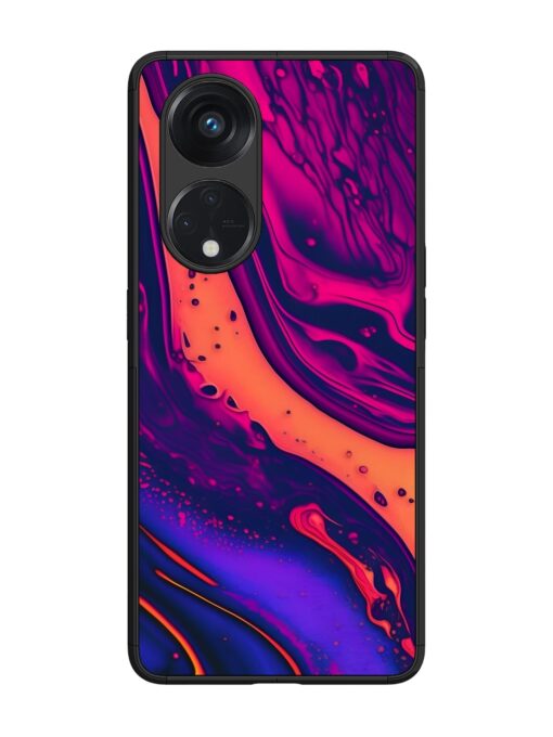 Fluid Blue Pink Art Glossy Metal Phone Cover for Oppo Reno 8T (5G) Zapvi