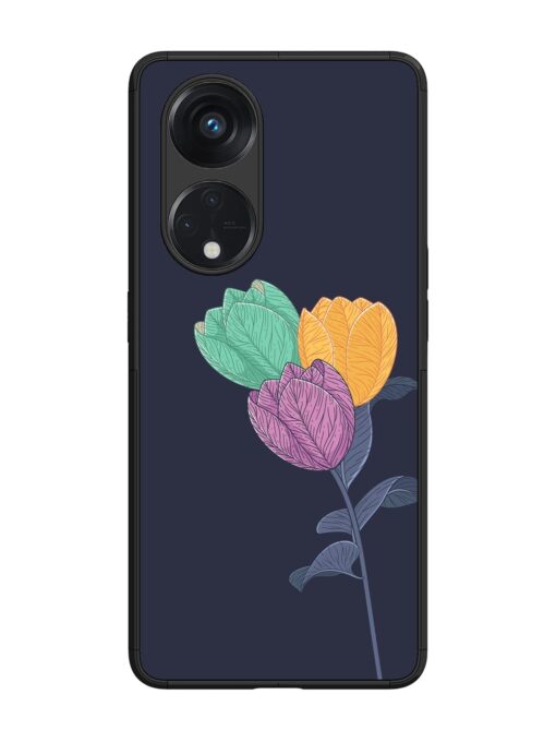 Flower Vector Glossy Metal Phone Cover for Oppo Reno 8T (5G) Zapvi