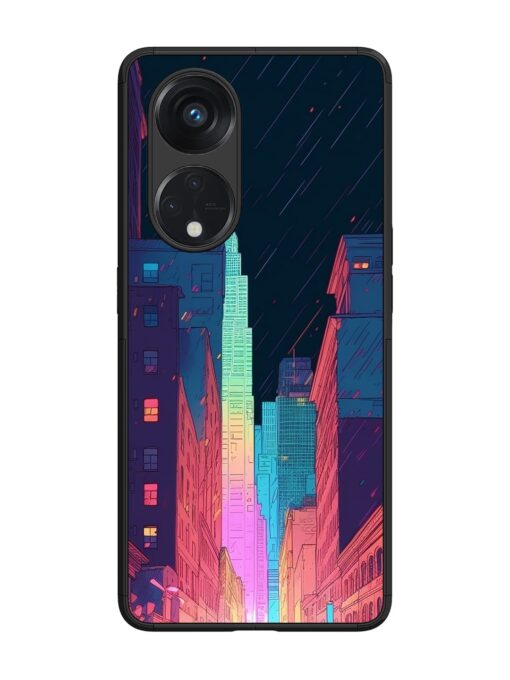 Minimal City Art Glossy Metal Phone Cover for Oppo Reno 8T (5G) Zapvi