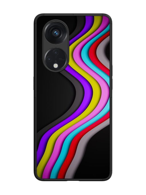 Liquid Blue Abstract Glossy Metal Phone Cover for Oppo Reno 8T (5G) Zapvi