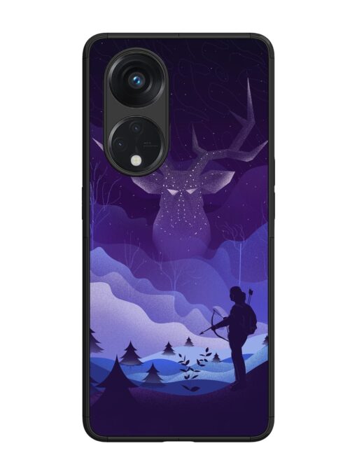 Deer Forest River Glossy Metal Phone Cover for Oppo Reno 8T (5G) Zapvi