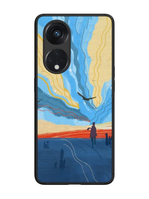 Minimal Abstract Landscape Glossy Metal Phone Cover for Oppo Reno 8T (5G)