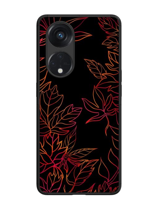 Red Floral Pattern Glossy Metal Phone Cover for Oppo Reno 8T (5G) Zapvi