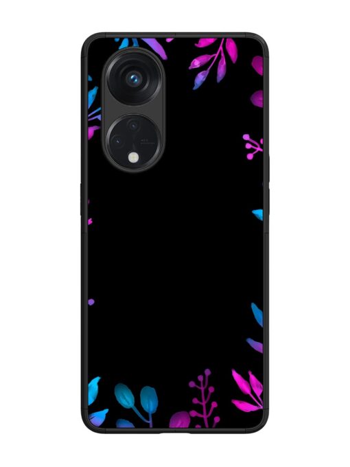 Flower Pattern Watercolor Glossy Metal Phone Cover for Oppo Reno 8T (5G) Zapvi