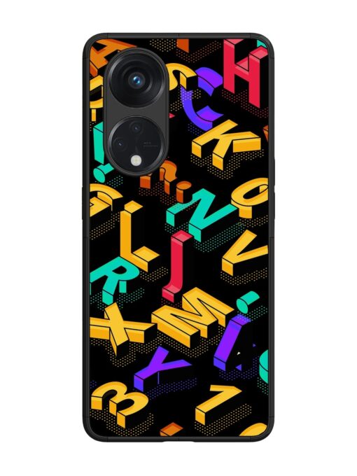 Seamless Pattern With Letters Glossy Metal Phone Cover for Oppo Reno 8T (5G) Zapvi