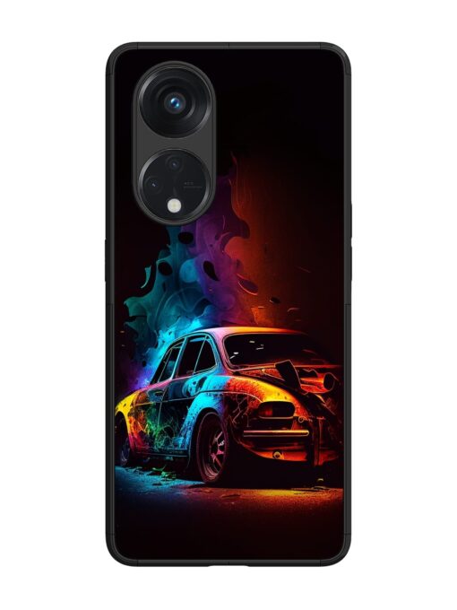 High Classic Car Art Glossy Metal Phone Cover for Oppo Reno 8T (5G)