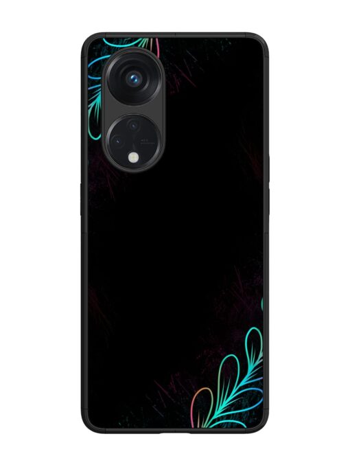 Decorative Line Art Glossy Metal Phone Cover for Oppo Reno 8T (5G)