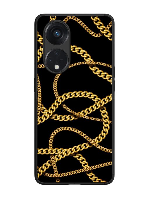 Decorative Golde Chain Glossy Metal Phone Cover for Oppo Reno 8T (5G) Zapvi