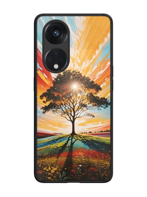 Abstract Tree Colorful Art Glossy Metal Phone Cover for Oppo Reno 8T (5G) Zapvi