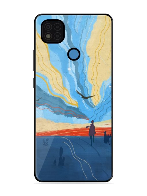 Minimal Abstract Landscape Glossy Metal Phone Cover for Poco C31 Zapvi