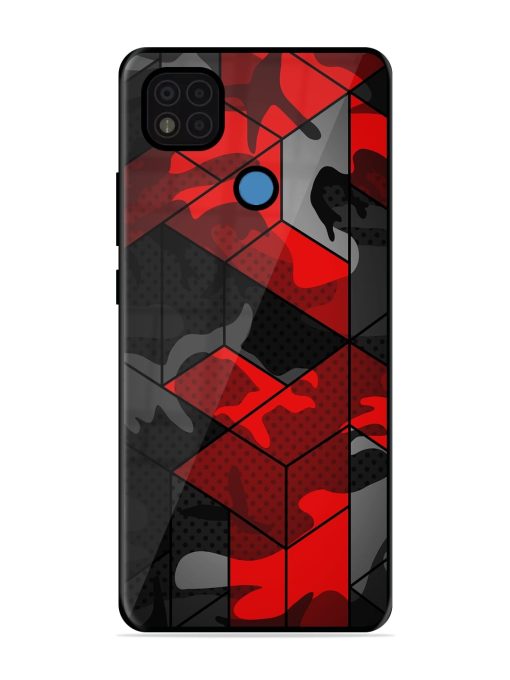 Royal Red Camouflage Pattern Glossy Metal Phone Cover for Poco C31 Zapvi