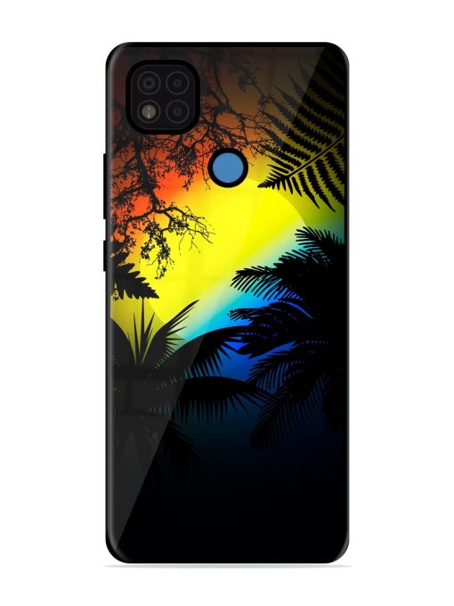 Colorful Sunset With Palm Trees Glossy Metal Phone Cover for Poco C31