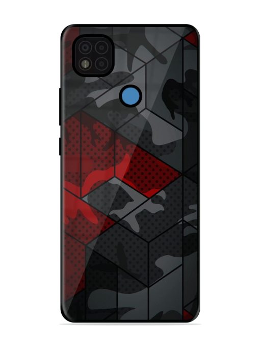 Red And Grey Pattern Glossy Metal Phone Cover for Poco C31 Zapvi