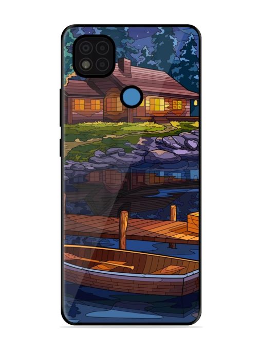 Village Night Scene Glossy Metal Phone Cover for Poco C31 Zapvi