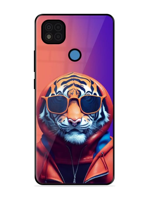 Tiger Animation Glossy Metal Phone Cover for Poco C31 Zapvi