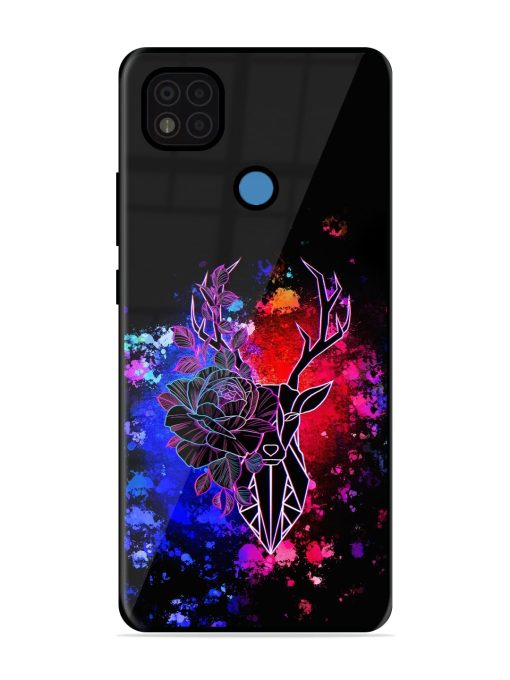 Floral Deer Art Glossy Metal Phone Cover for Poco C31 Zapvi