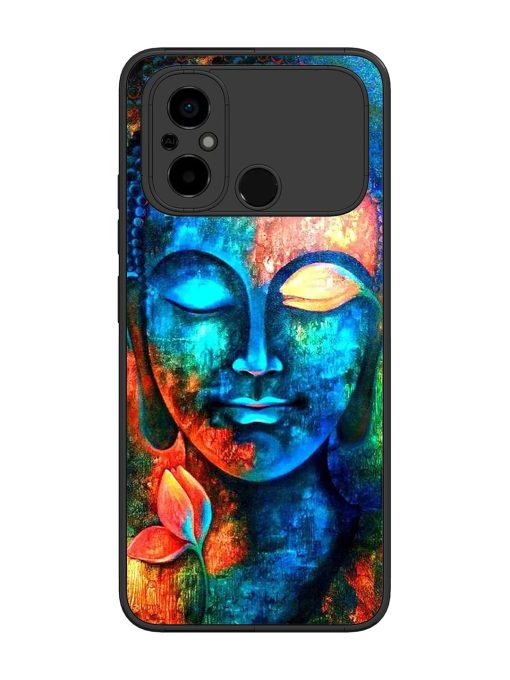 Buddha Painting Glossy Metal Phone Cover for Poco C55 Zapvi