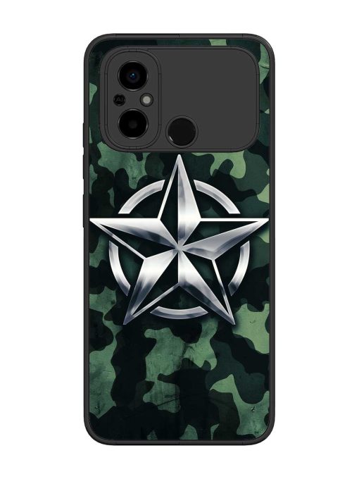 Indian Army Star Design Glossy Metal Phone Cover for Poco C55 Zapvi