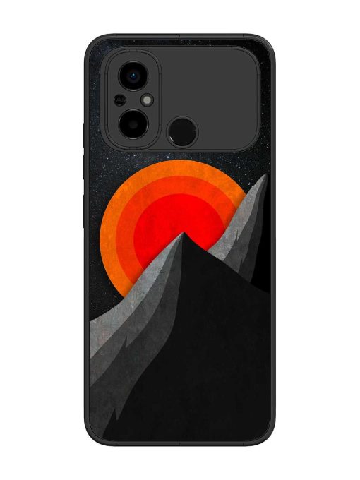 Black Mountain Glossy Metal Phone Cover for Poco C55 Zapvi