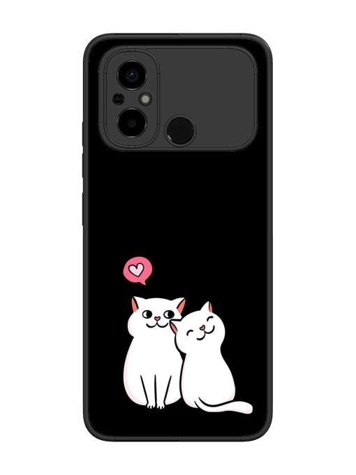 Cat Love Glossy Metal Phone Cover for Poco C55 Zapvi