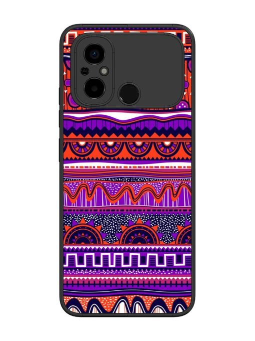 Ethnic Seamless Pattern Glossy Metal TPU Phone Cover for Poco C55 Zapvi