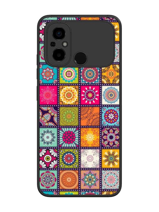 Seamless Pattern Vintage Glossy Metal Phone Cover for Poco C55 Zapvi