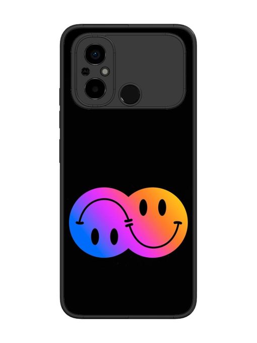 Gradient Smile Art Glossy Metal TPU Phone Cover for Poco C55 Zapvi