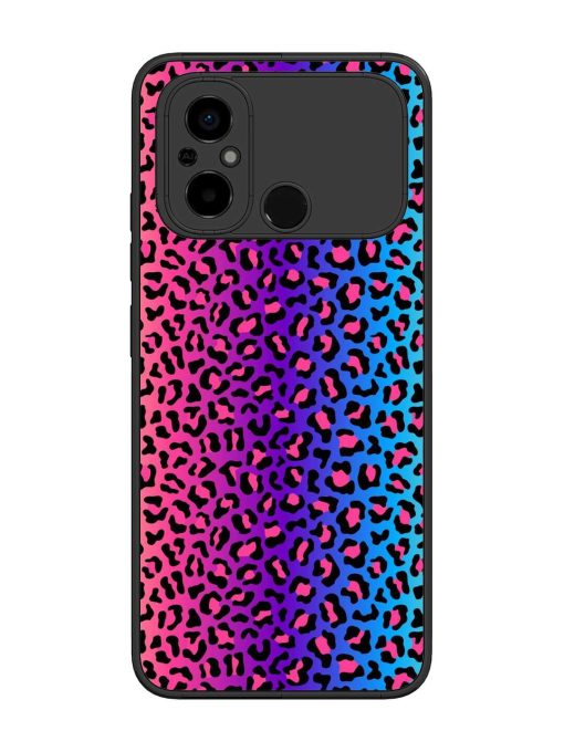 Colorful Leopard Seamless Glossy Metal Phone Cover for Poco C55