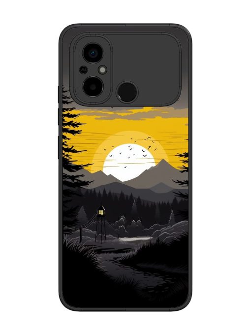 Sunset Vector Glossy Metal Phone Cover for Poco C55 Zapvi