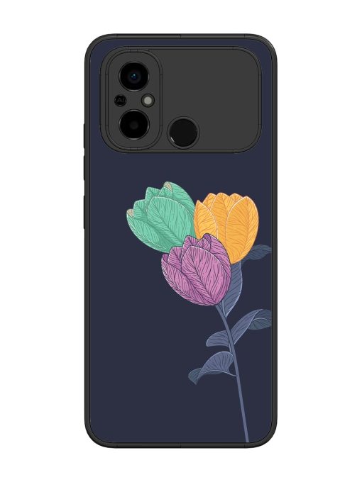 Flower Vector Glossy Metal Phone Cover for Poco C55 Zapvi